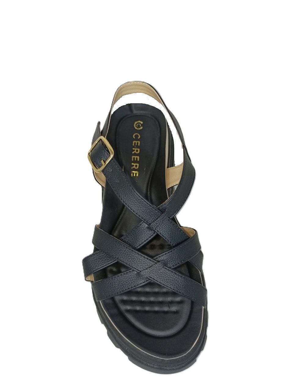 Sandalias Urbanas Confort para Dama en Negro con Plataforma Gruesa y Hebilla Dorada - Modelo 113