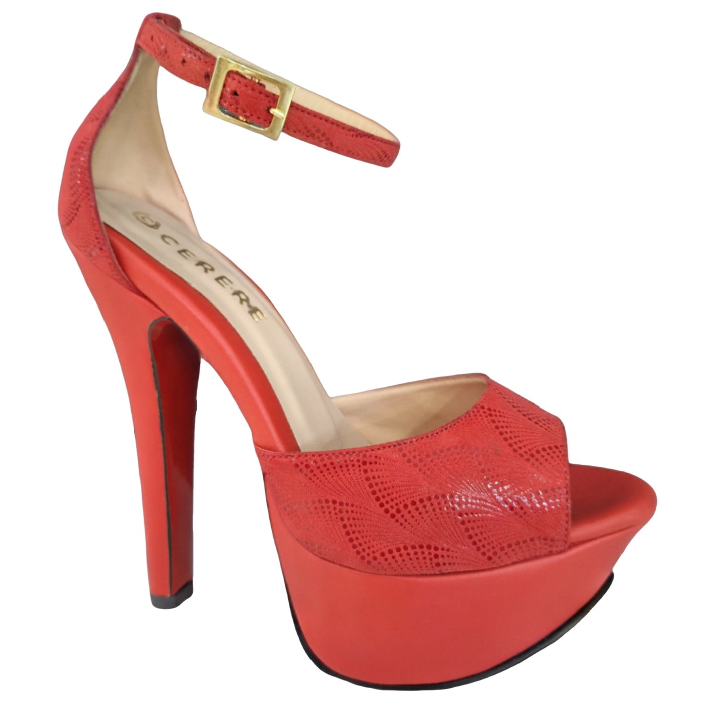 SANDALIA DE TACON ROJO MODELO E-769