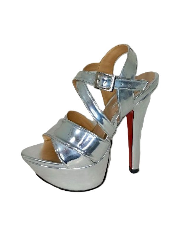 SANDALIA DE TACON PLATA MODELO E-963