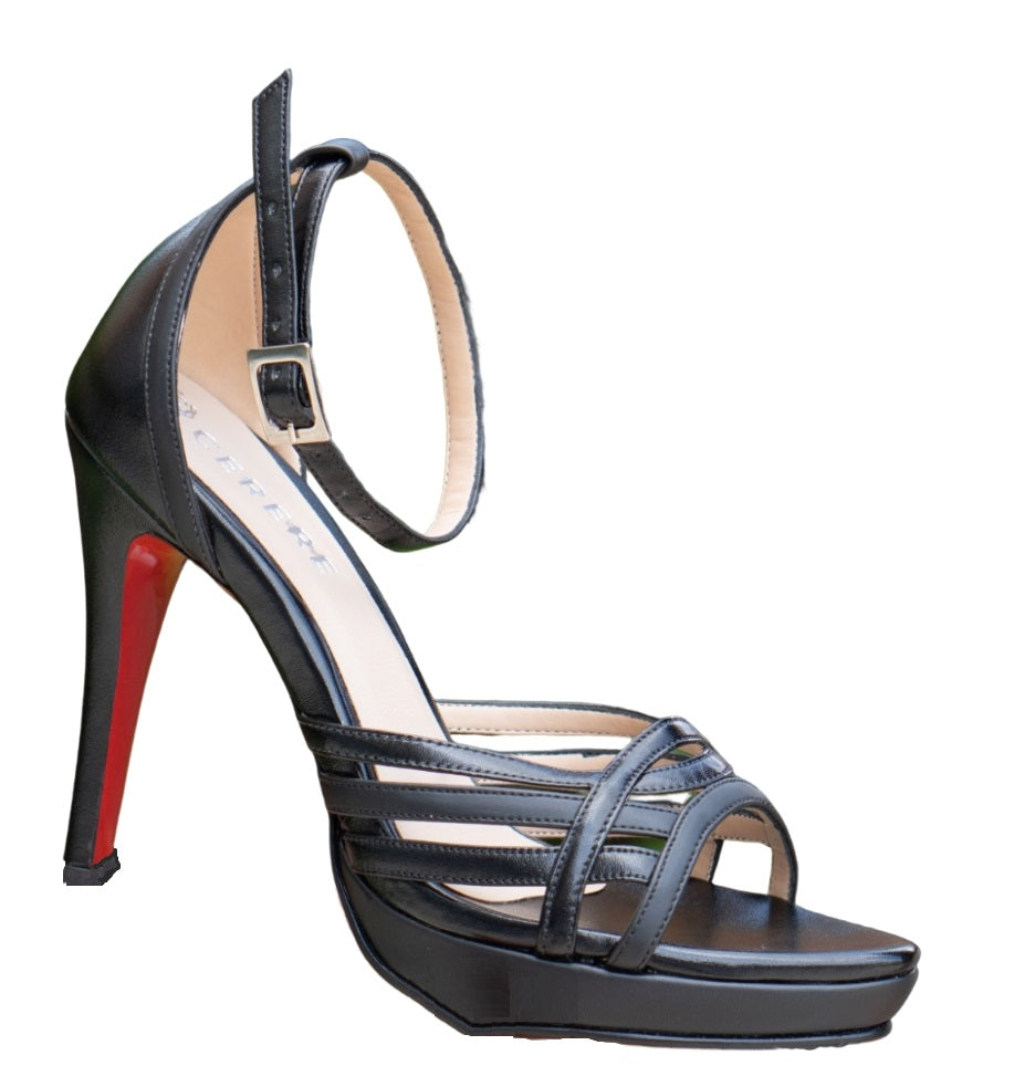 SANDALIA DE TACON NEGRO MODELO E-978