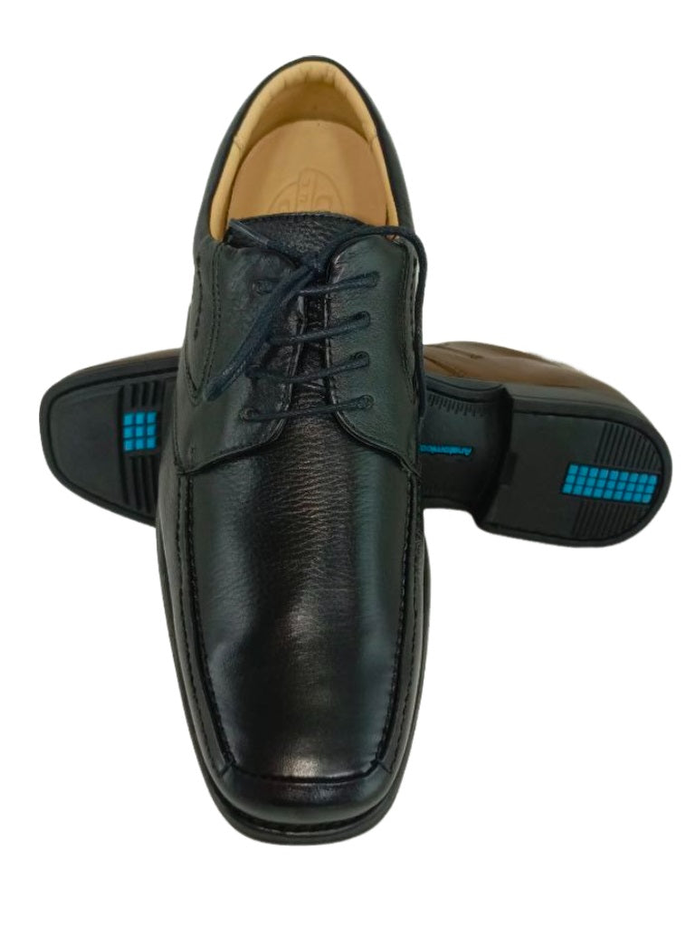 Zapatos de Vestir Elegantes para Hombre en Cuero Negro - Modelo 7712 con Plantilla Anatómica y Suela Amortiguada