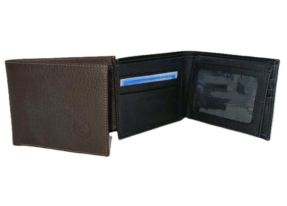 Billetera de Cuero Genuino en Color Marrón Modelo 609 para Hombre