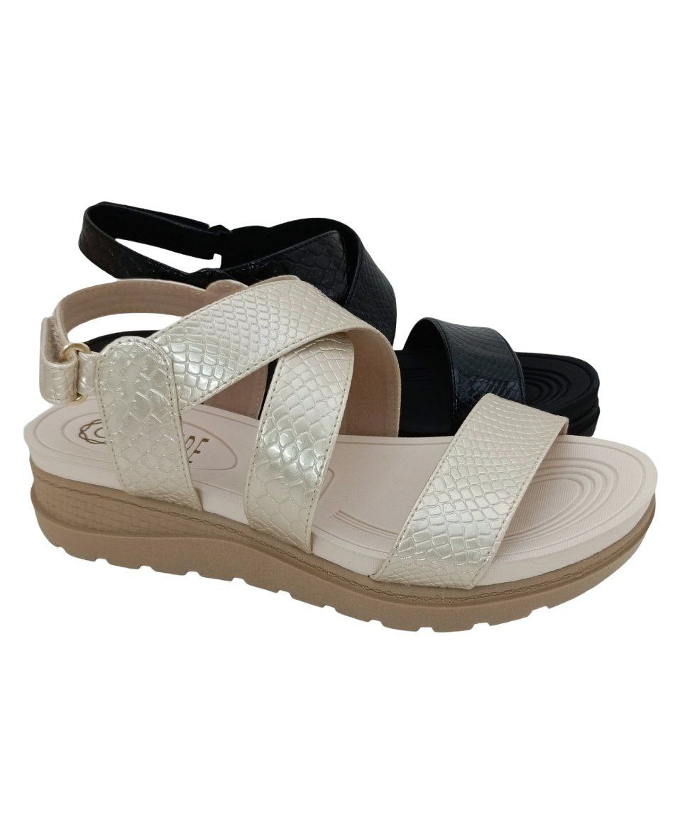 SANDALIAS CONFORT DAMA COLOR CHAMPAGNE MODELO 9074