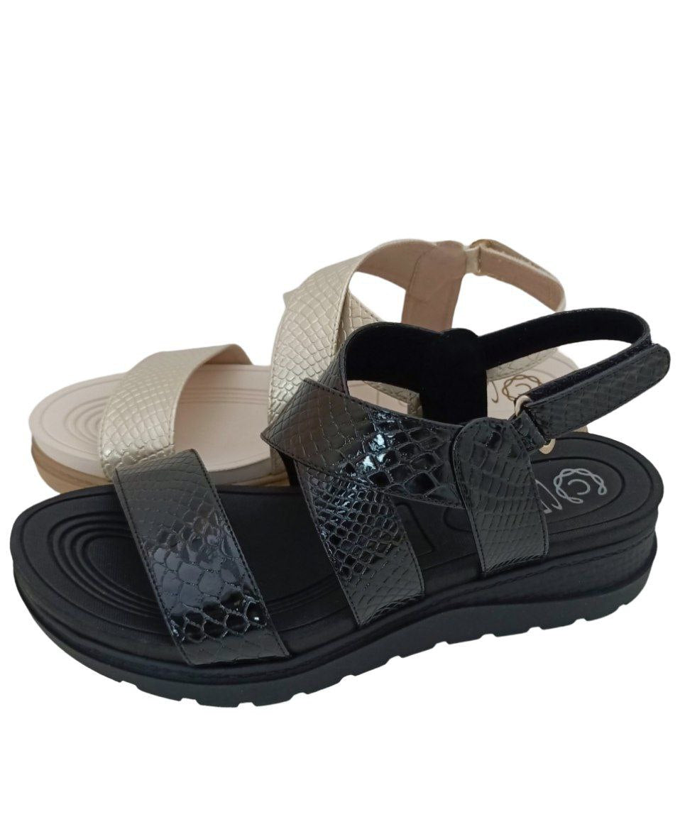 SANDALIAS CONFORT DAMA COLOR NEGRO MODELO 9074