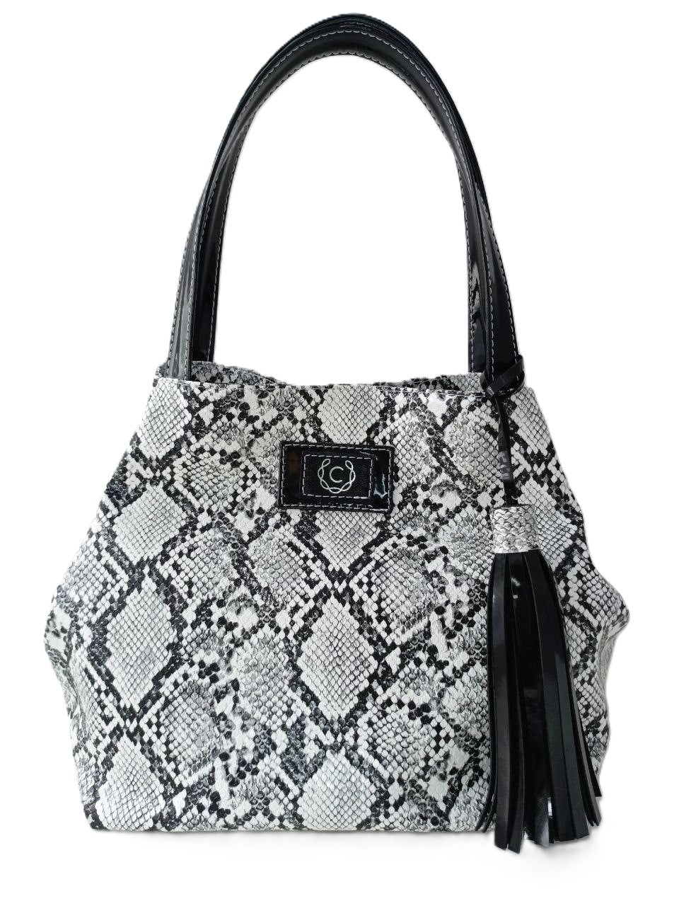 Cartera de Piel Piton Patente Negro Modelo RatNevnier1 - Ideal para Uso Diario y Salidas Casual