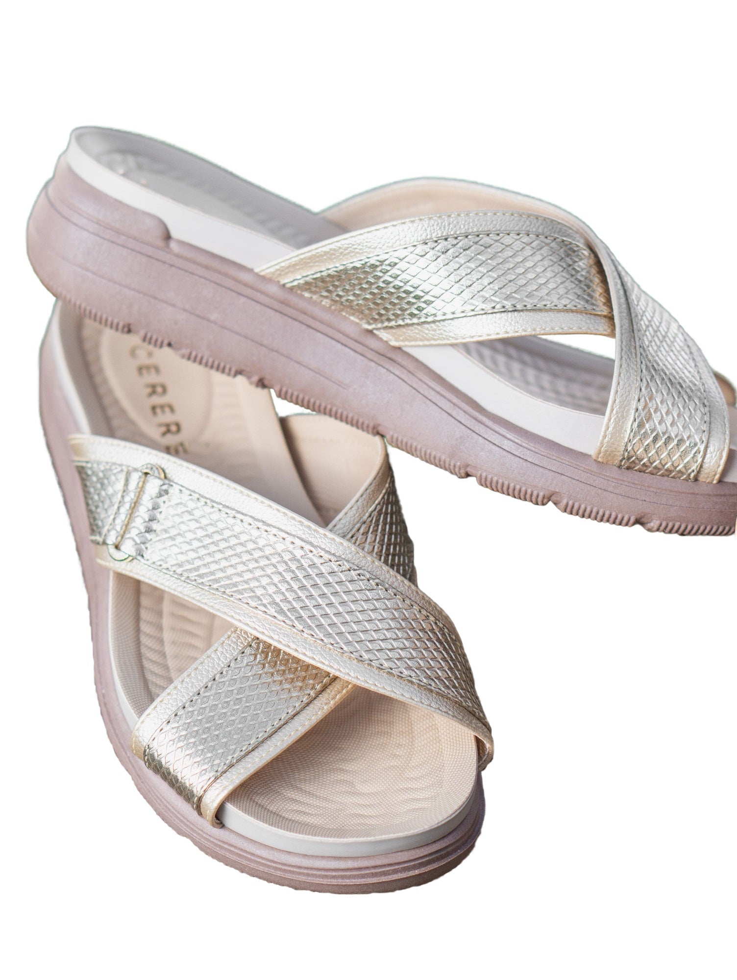 Sandalias Elegantes de Confort para Dama en Color Champán - Modelo 107