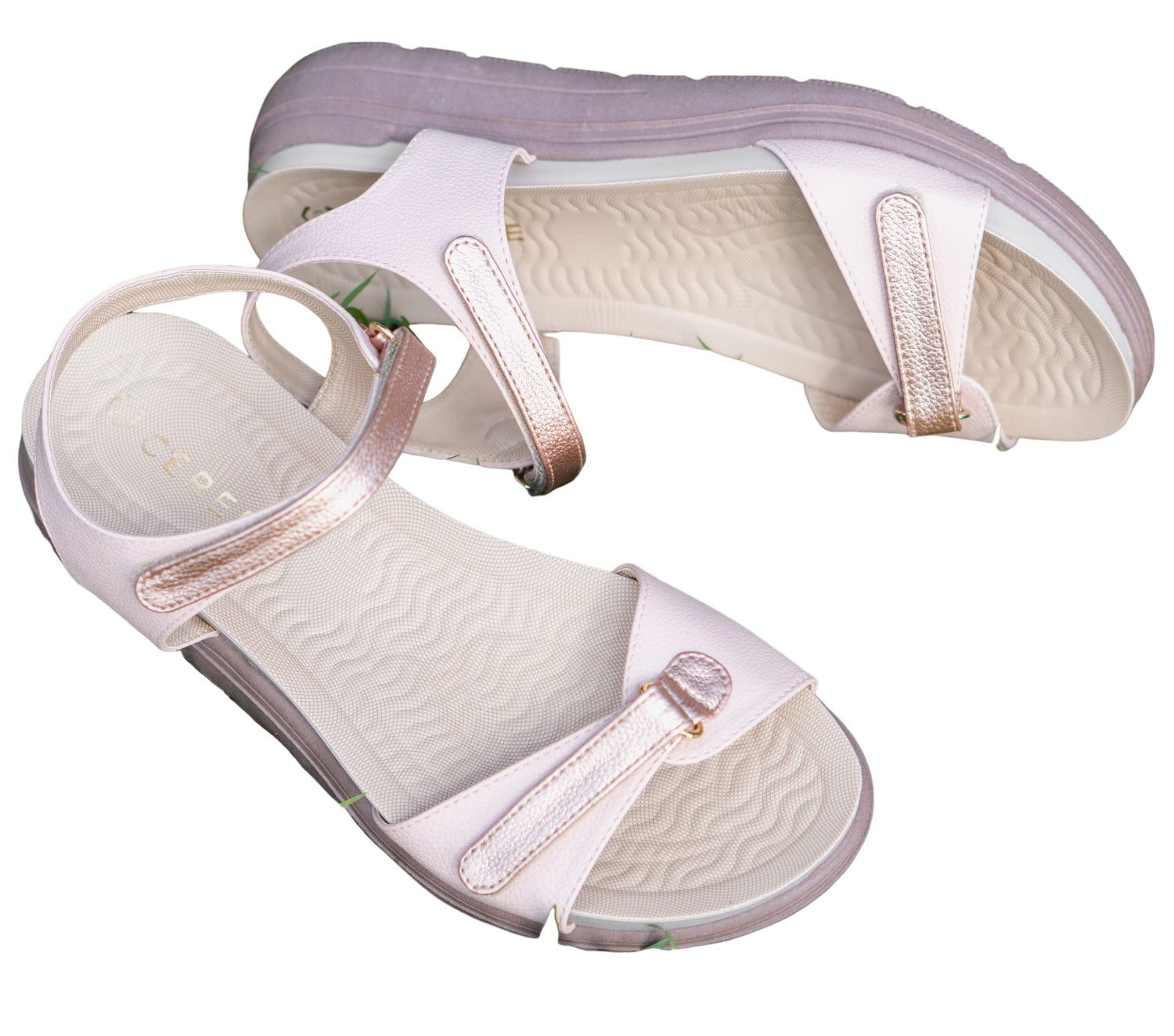 Sandalias Elegantes Rosadas para Dama con Detalles en Oro Rosa - Modelo 6050