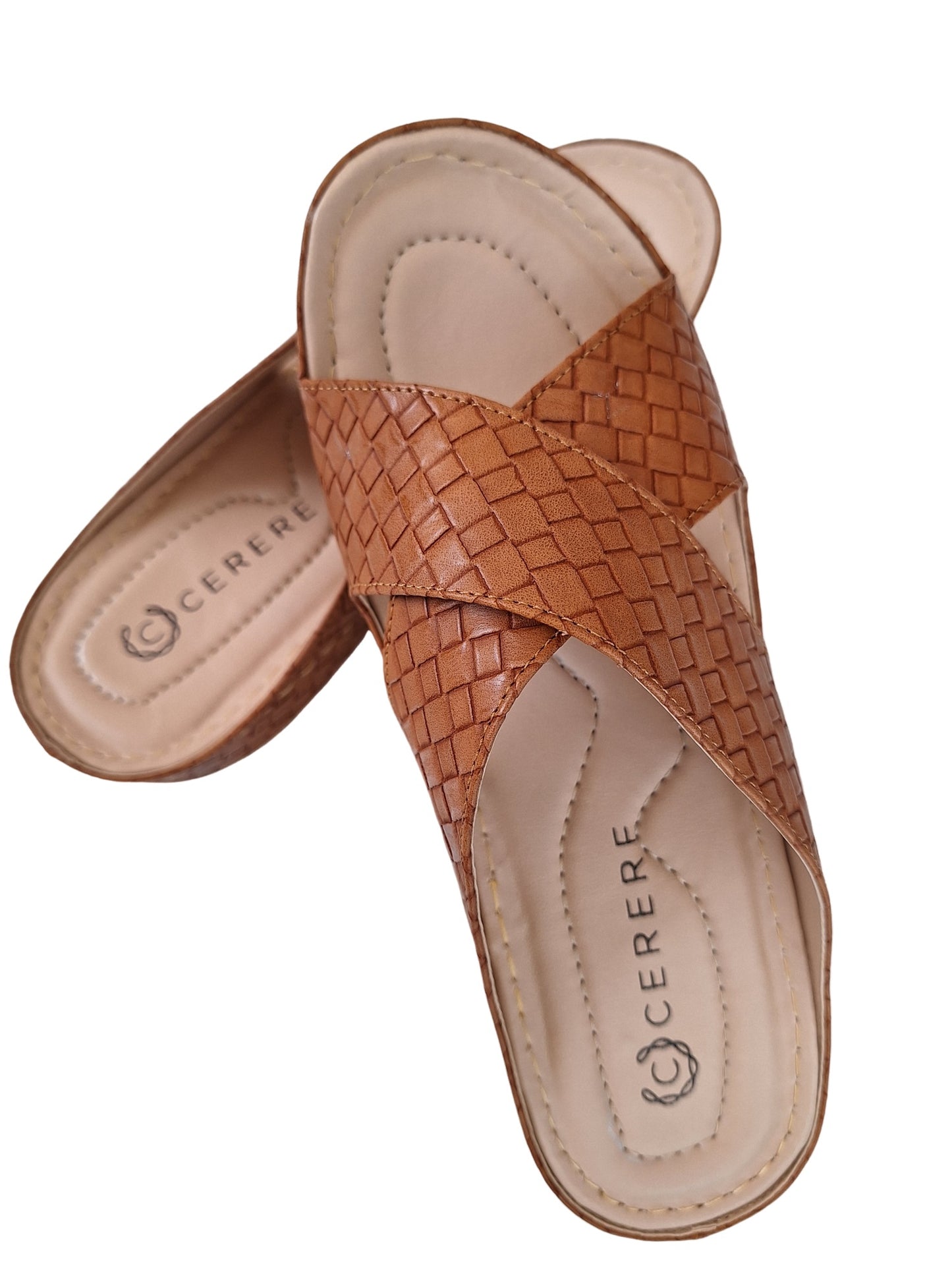 Sandalias Confortables para Dama en Color Miel, Estilo Casual y Moderno, Modelo C600 de Cerere Bronce / 35 / Cuero