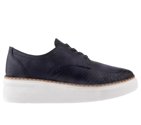 Zapatos Casual de Cuero para Dama en Negro con Suela Gruesa modelo Derby