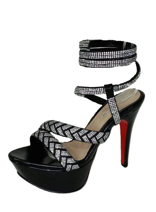 SANDALIA DE TACON  NEGRO MODELO E-1288