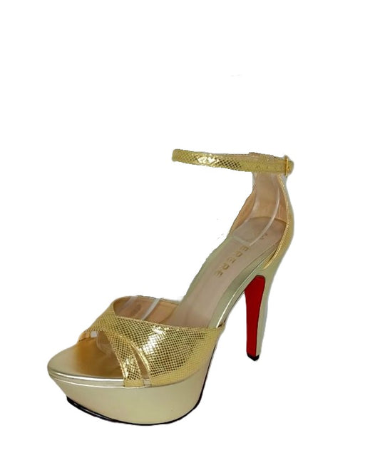 SANDALIA DE TACON  CHAMPAGNE MODELO E-252