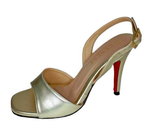 Sandalia de Tacón Alto Champagne Modelo L-101 - Elegancia y Feminidad para Ocasiones Especiales