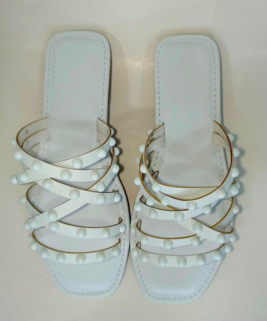 Sandalias Elegantes para Dama en Cuero Blanco Modelo QD56 - Perfectas para Look Casual y Playa Blanco / 35 / Cuero