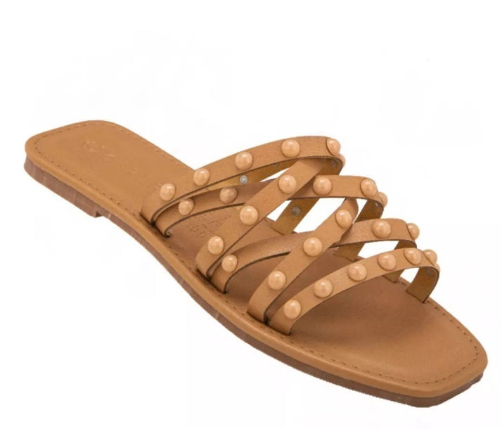 Sandalias Elegantes para Dama en Color Camel - Modelo QD56 de Cerere Camel / 35 / Cuero sintético