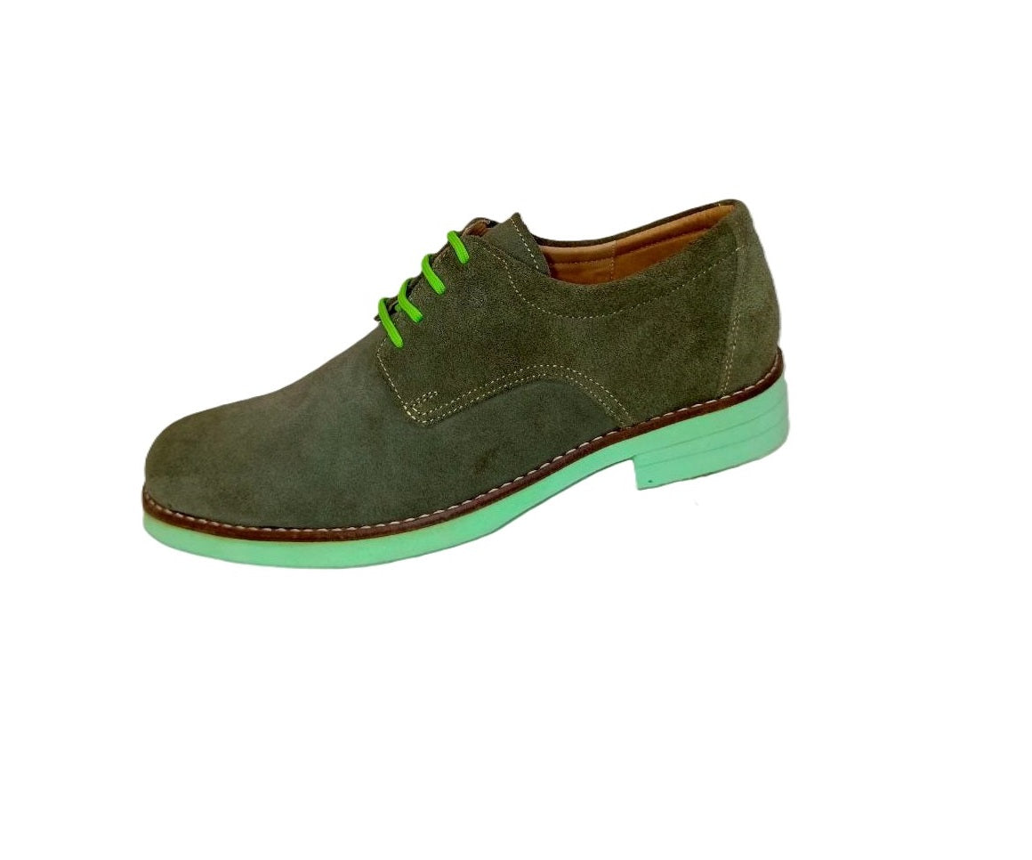 Zapatos Elegantes Casual para Hombre en Verde Militar - Modelo 2886 de Cuero de Alta Calidad