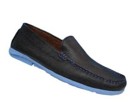 Zapatos Elegantes Casuales para Hombre en Cuero Azul Marino - Modelo 7519