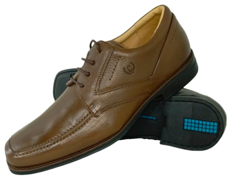 Zapatos de Vestir Elegantes para Hombre en Cuero Marron - Modelo 7712 con Plantilla Anatómica y Suela Amortiguada