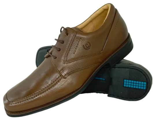 Zapatos de Vestir Elegantes para Hombre en Cuero Marron - Modelo 7712 con Plantilla Anatómica y Suela Amortiguada