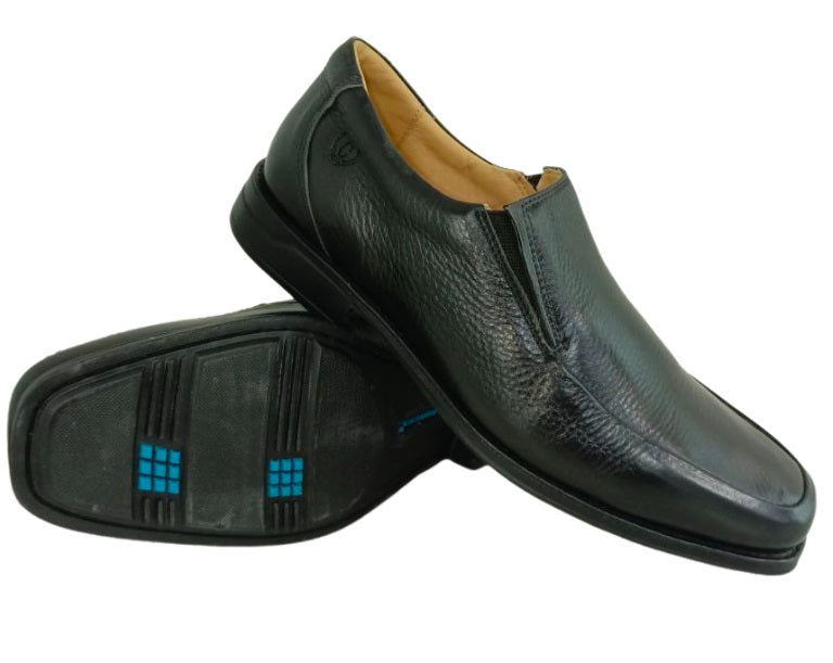 Zapatos de Vestir Elegantes para Hombre en Cuero Negro- Modelo 7718 con Plantilla Anatómica y Suela Amortiguada