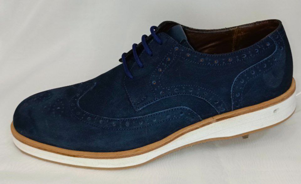 Zapatos Elegantes Casual para Hombre en Cuero Azul Marino - Modelo 7884