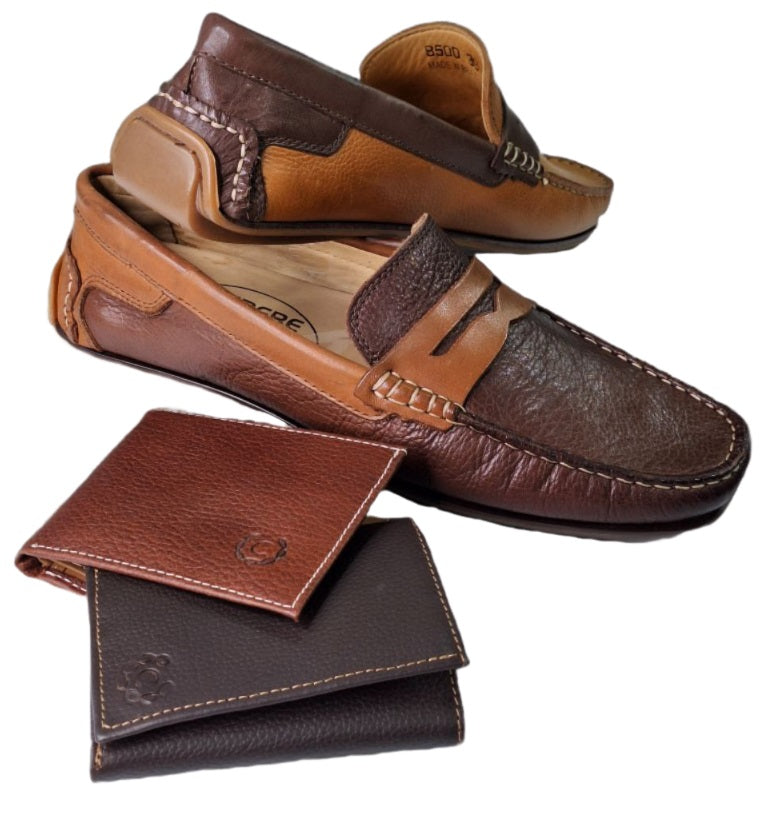 Zapatos de Vestir Confortables para Hombre en Cuero Café/Whisky - Modelo 8500 Elegantes y Duraderos 39 / cafe