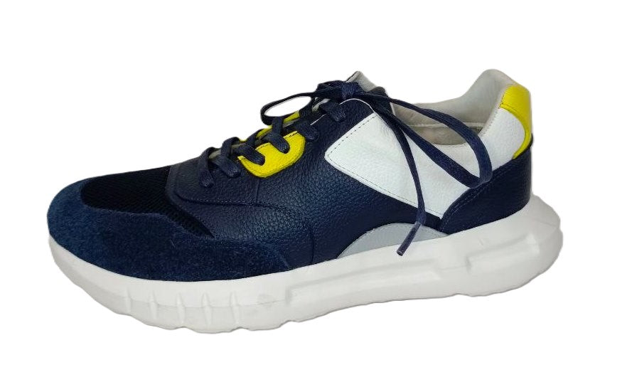 Zapatos Deportivos para Hombre en Azul Marino con Detalles Amarillos y Beiges - Modelo JACOS, Comodidad y Estilo para Todos los Días
