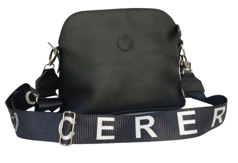 Cartera de Dama Bandolera de Cuero Negro CERERE - Modelo GF33 Elegante y Funcional