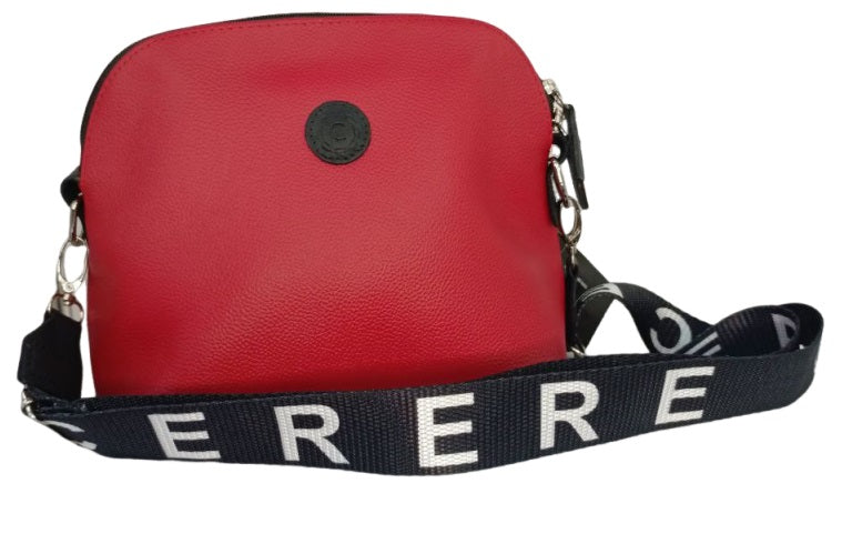 Cartera Bandolera Elegante de Cuero Rojo/Negro modelo GF33 de CERERE