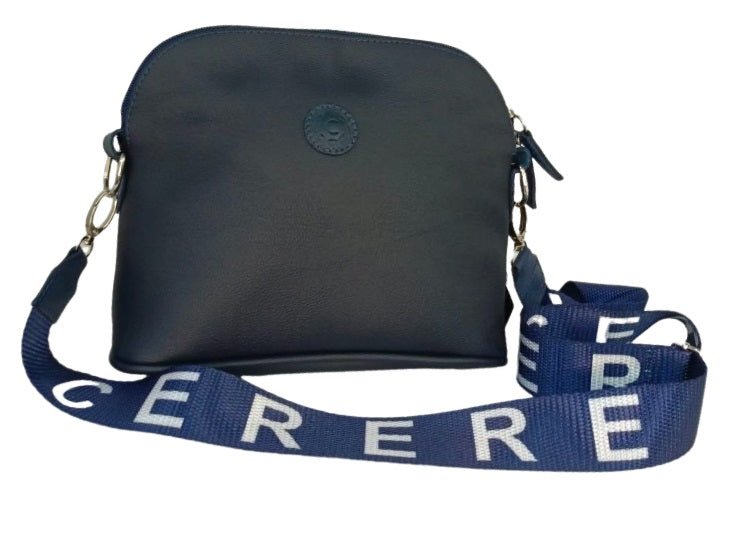 Cartera Bandolero Elegante de Cuero en Azul Marino y Celeste - Modelo GF33 de CERERE