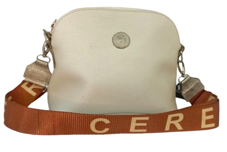 Cartera Bandolera Elegante de Cuero para Dama CERERE - Modelo GF33 en Champagne/Colonial