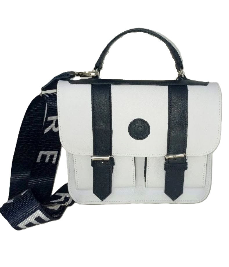 Bandolero para Damas Blanco/Negro pequeño con broches GF42