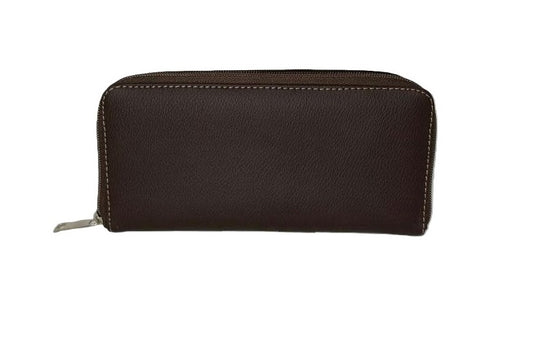 Monedero de Piel Elegante Marrón - Modelo 516 con Múltiples Compartimentos y Cierre Opcional