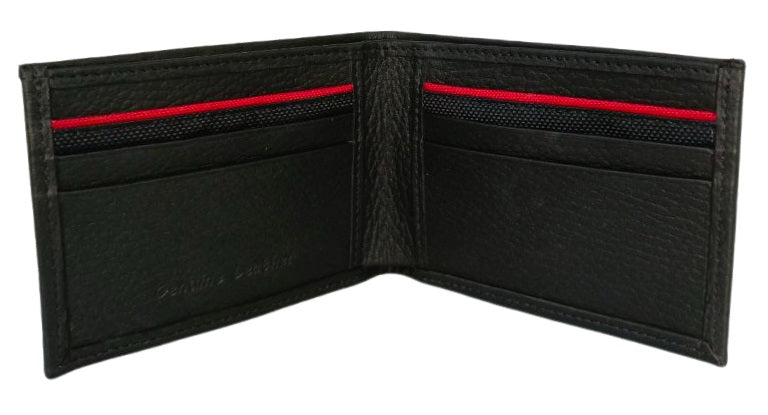 Billetera de Cuero y Textil en Negro/Rojo - Modelo 040735 de Cerere, Elegante y Funcional