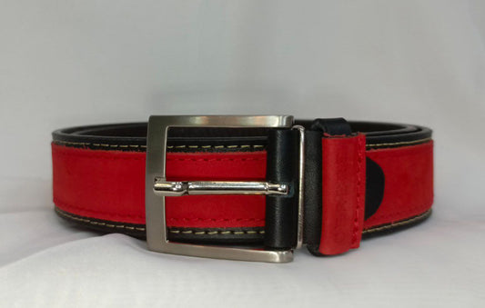 Cinturón de Piel para Caballero Negro/Rojo Modelo 4090 - Accesorio Elegante y Versátil