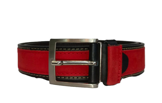 Cinturón de Piel para Caballero Negro/Rojo Modelo 4090 - Accesorio Elegante y Versátil