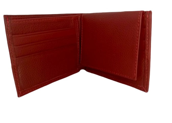 Billetera de cuero rojo elegante modelo 609 para hombre Rojo