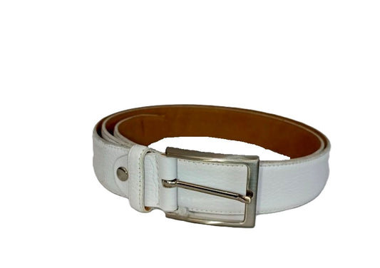 Cinturón de Piel para Hombre Blanco - Modelo 620123, Accesorio Elegante y Versátil