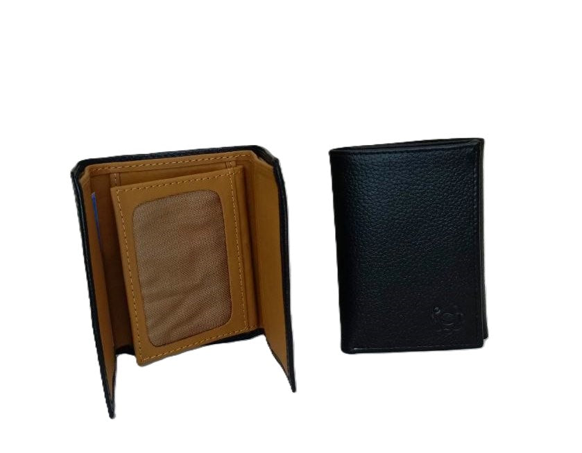 Billetera de Cuero Elegante en Negro y Camel - Modelo 647 para Hombre Moderno