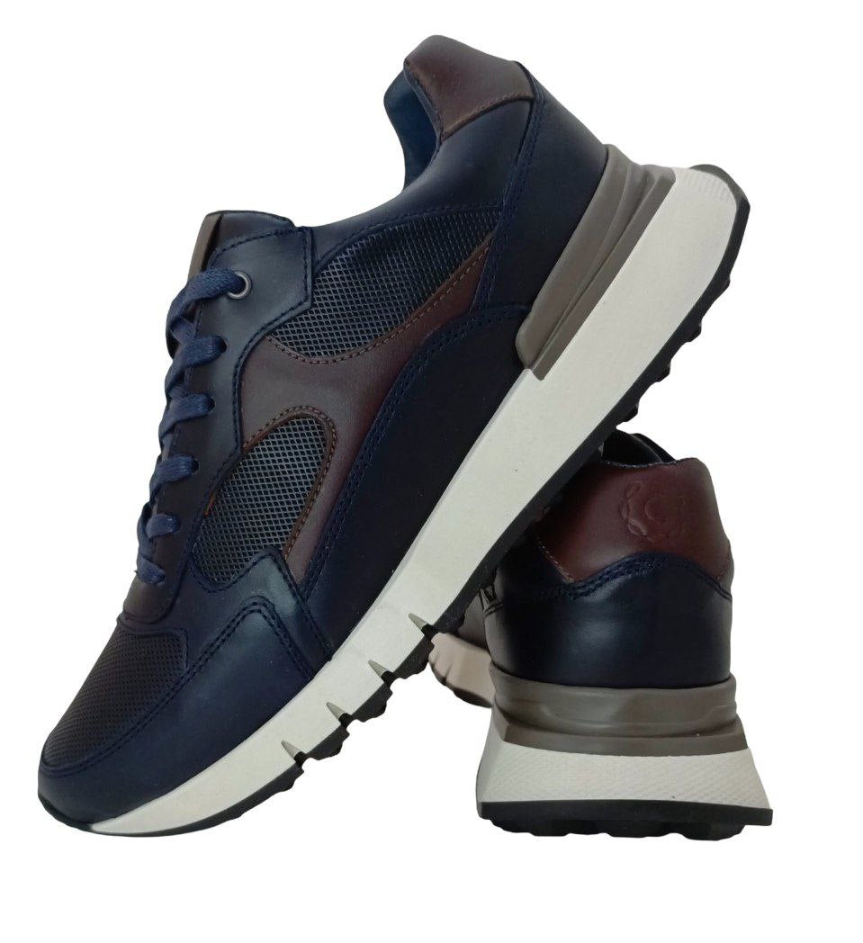 DEPORTIVO CABALLERO  AZUL/CONHAQUE MODELO 6072