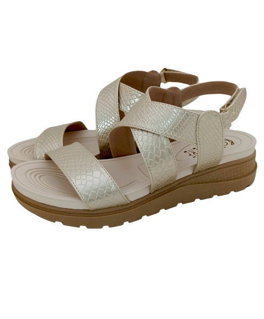 SANDALIAS CONFORT DAMA COLOR CHAMPAGNE MODELO 9074