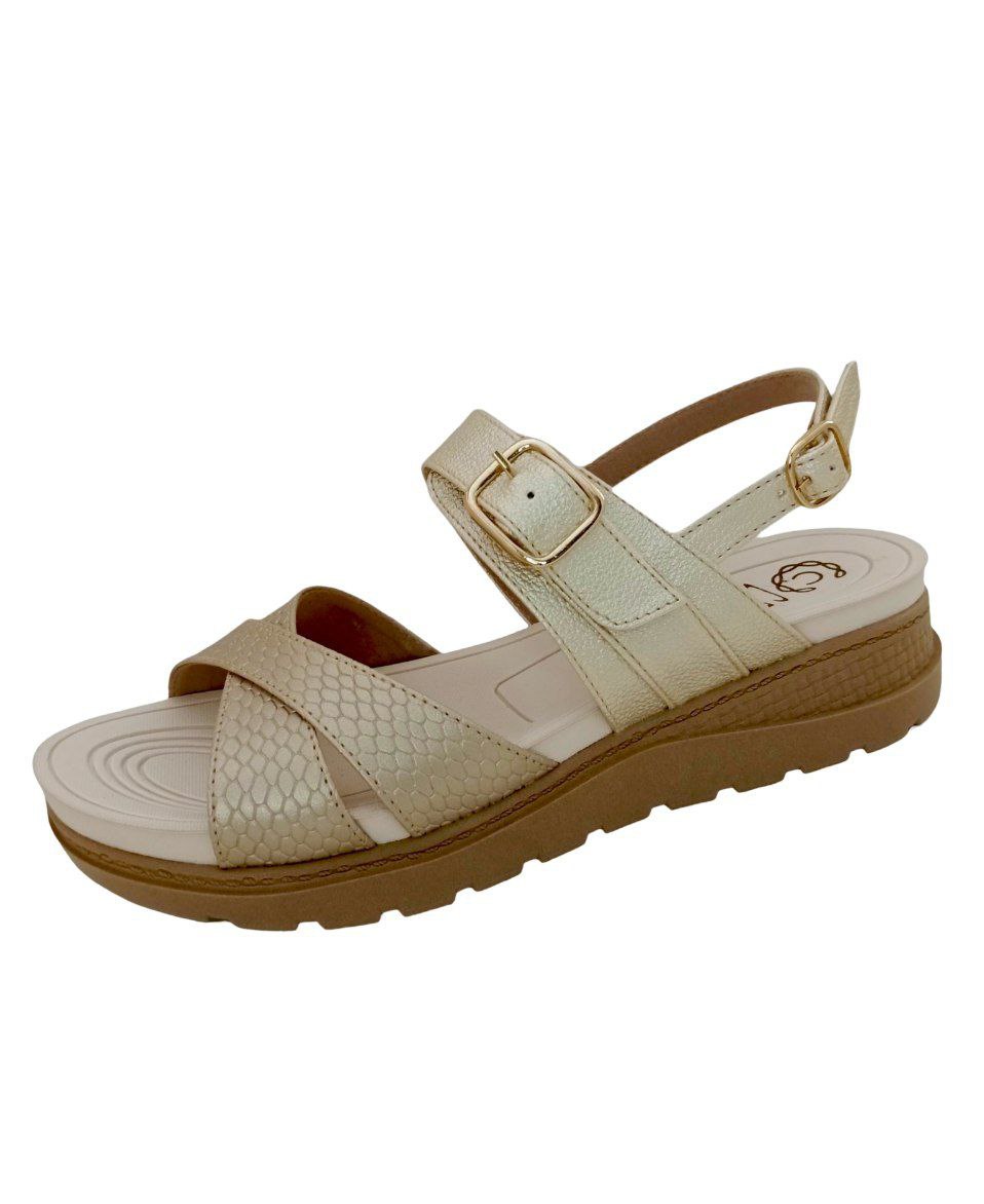 SANDALIAS CONFORT DAMA COLOR CHAMPAGNE MODELO 9076