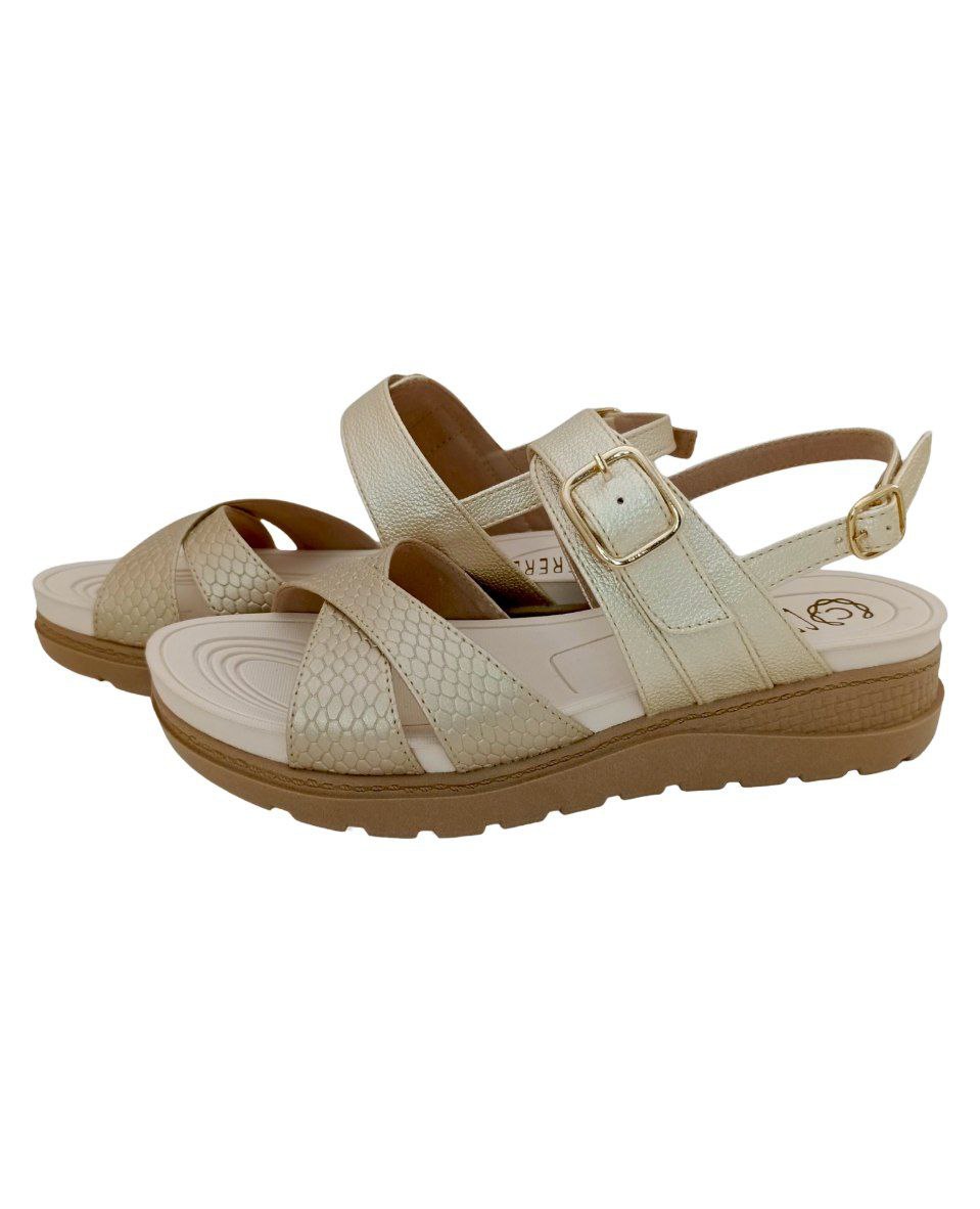 SANDALIAS CONFORT DAMA COLOR CHAMPAGNE MODELO 9076