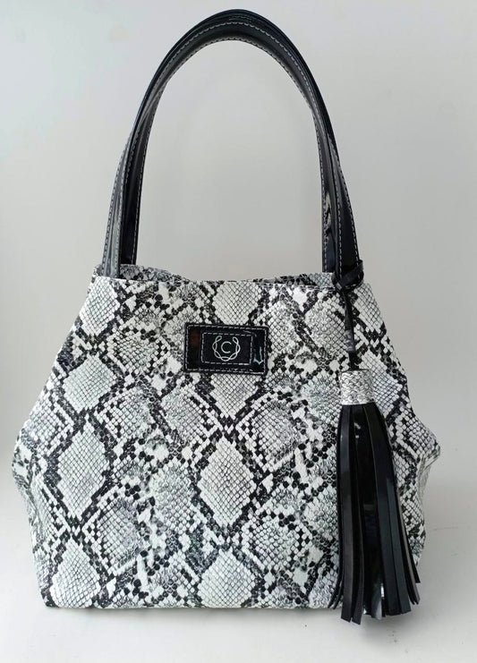 Cartera de Piel Piton Patente Negro Modelo RatNevnier1 - Ideal para Uso Diario y Salidas Casual