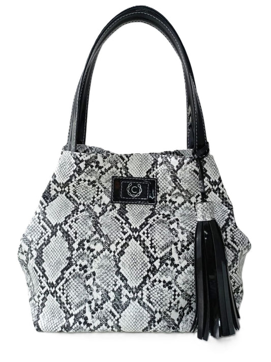 Cartera de Piel Piton Patente Negro Modelo RatNevnier1 - Ideal para Uso Diario y Salidas Casual