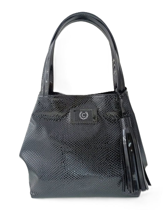 Cartera de Piel coco y Patente Negro Modelo RatNevnier - Ideal para Uso Diario y Salidas Casual